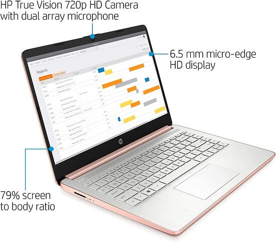 Microphones in two arrays - Pink HP Laptop
